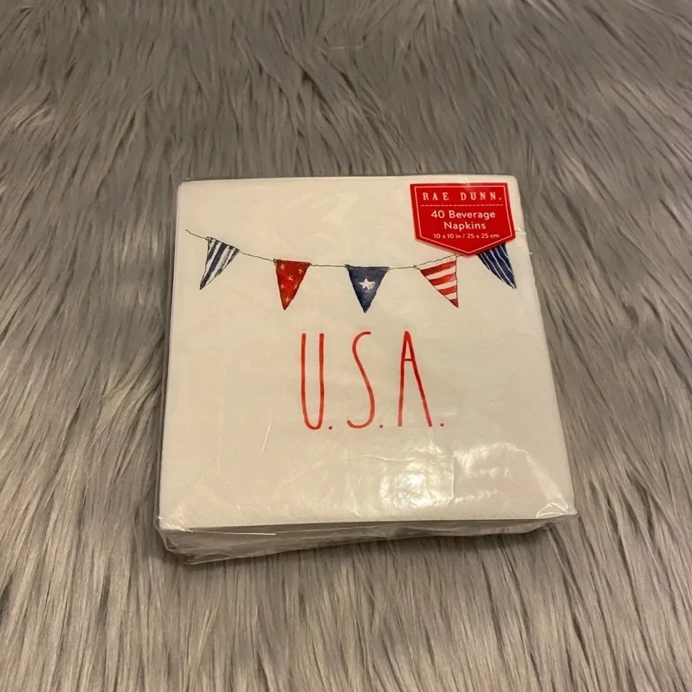 🆕 Rae Dunn 40 ct Beverage Napkins - Patriotic - USA